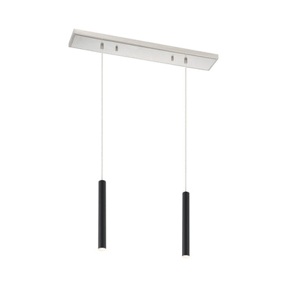 Forest Linear LED Chandelier in Brushed Nickel/Matte Black (2-Light/12-Inch).