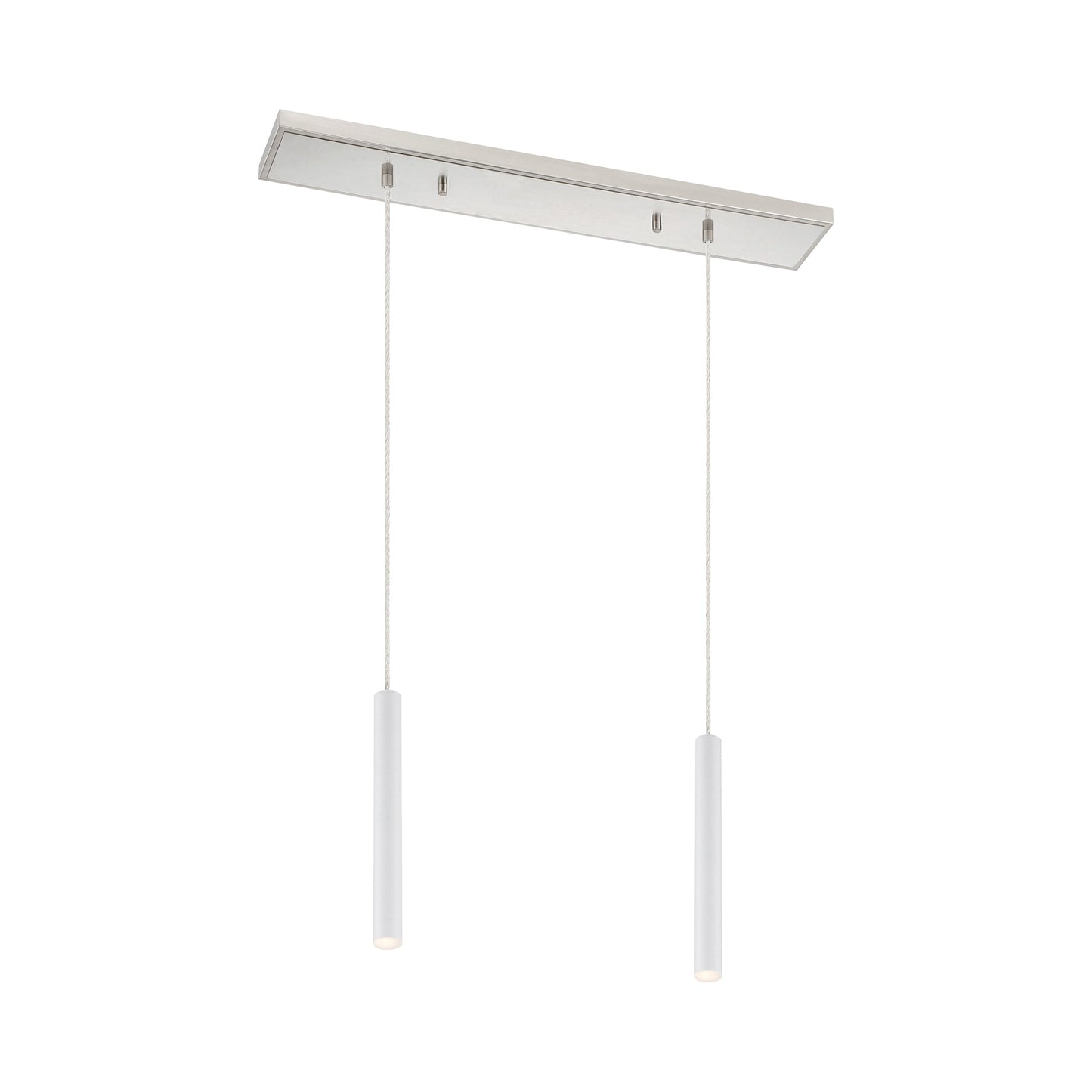Forest Linear LED Chandelier in Brushed Nickel/Matte White (2-Light/12-Inch).