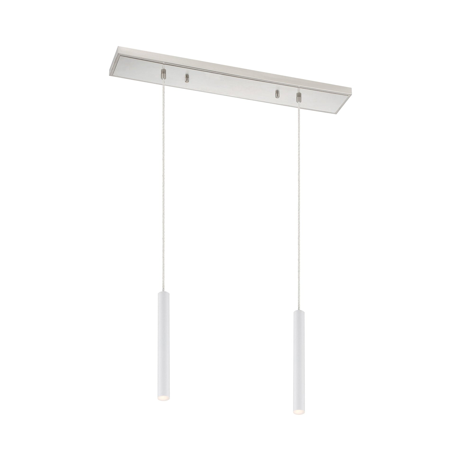 Forest Linear LED Chandelier in Brushed Nickel/Matte White (2-Light/12-Inch).