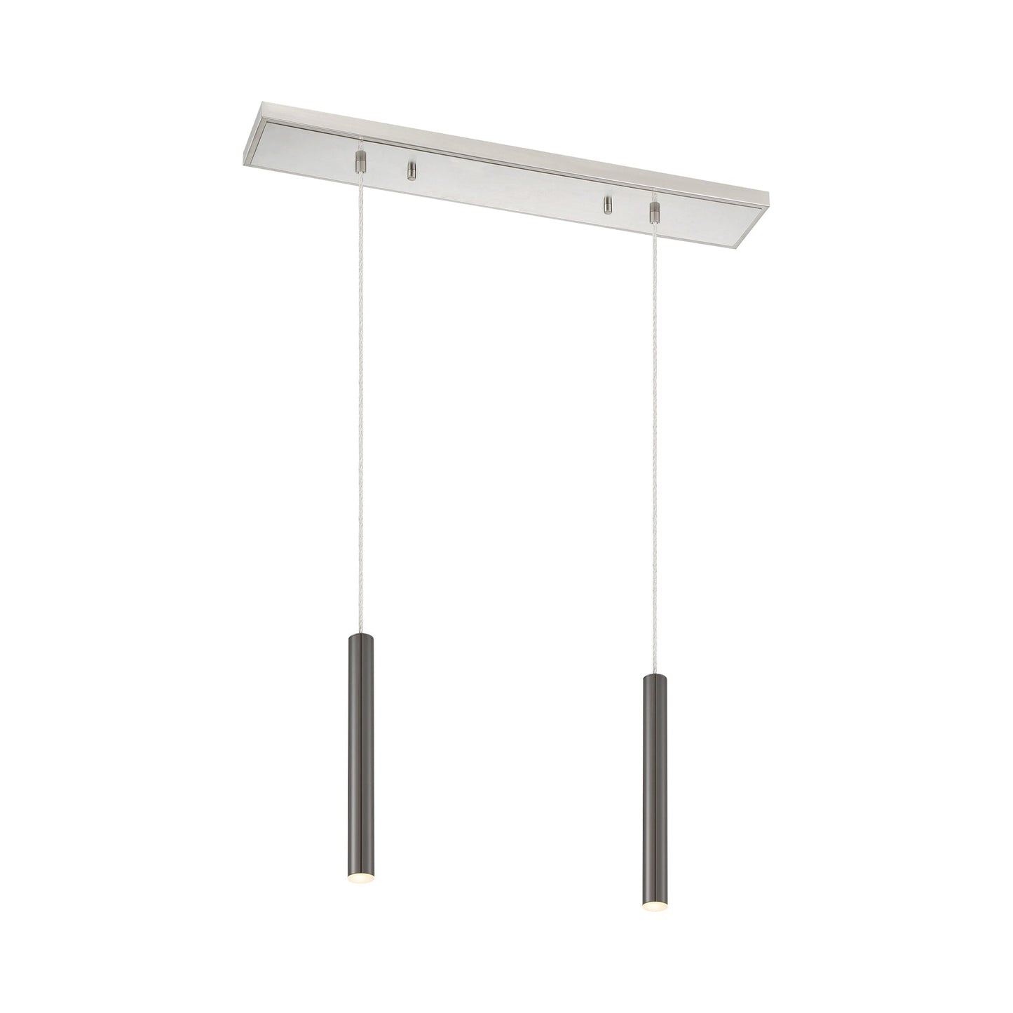 Forest Linear LED Chandelier in Brushed Nickel/Pearl Black (2-Light/12-Inch).