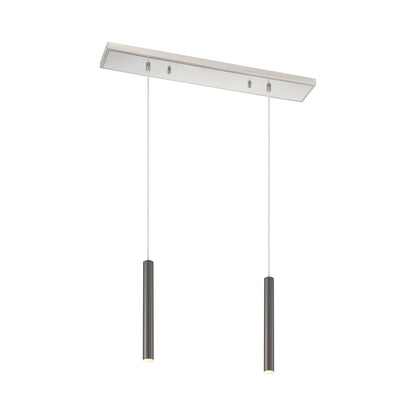 Forest Linear LED Chandelier in Brushed Nickel/Pearl Black (2-Light/12-Inch).