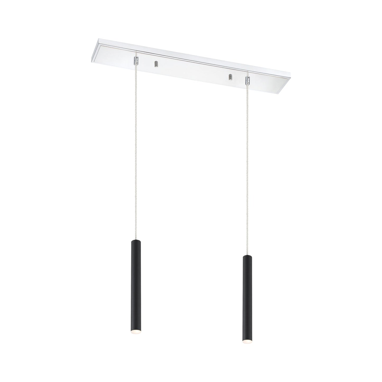 Forest Linear LED Chandelier in Chrome/Matte Black (2-Light/12-Inch).