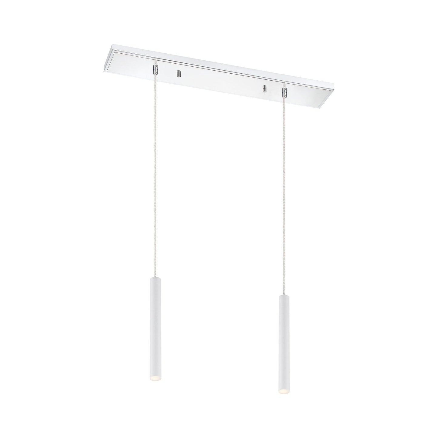Forest Linear LED Chandelier in Chrome/Matte White (2-Light/12-Inch).