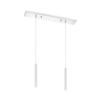 Forest Linear LED Chandelier in Chrome/Matte White (2-Light/12-Inch).