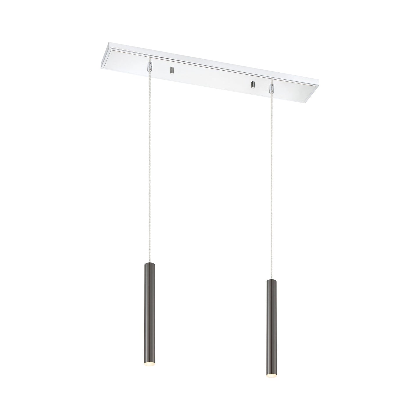Forest Linear LED Chandelier in Chrome/Pearl Black (2-Light/12-Inch).