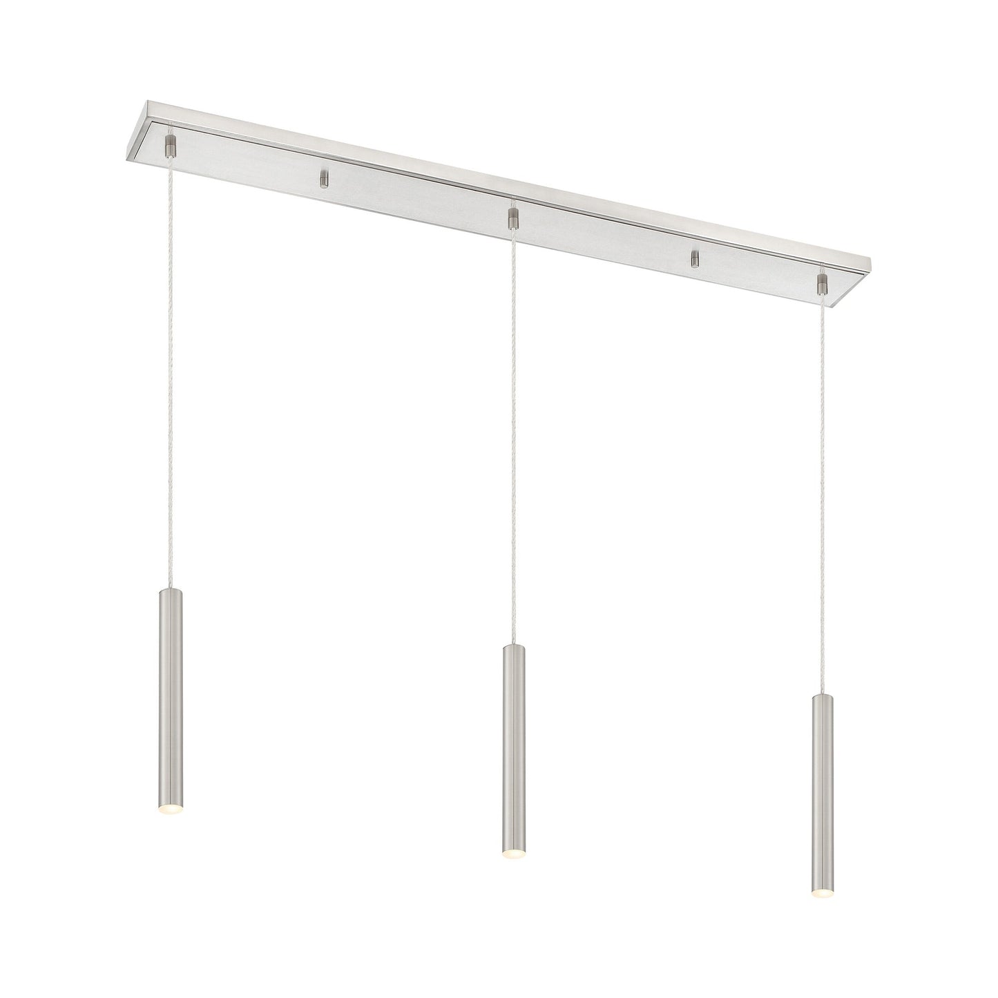 Forest Linear LED Chandelier in Brushed Nickel (3-Light/12-Inch).