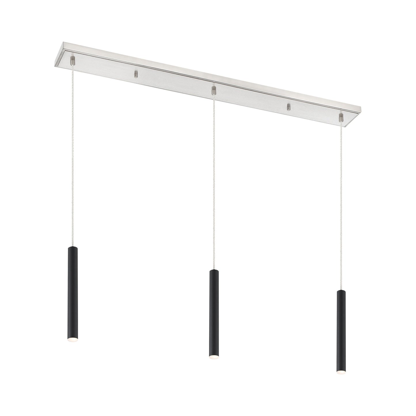 Forest Linear LED Chandelier in Brushed Nickel/Matte Black (3-Light/12-Inch).
