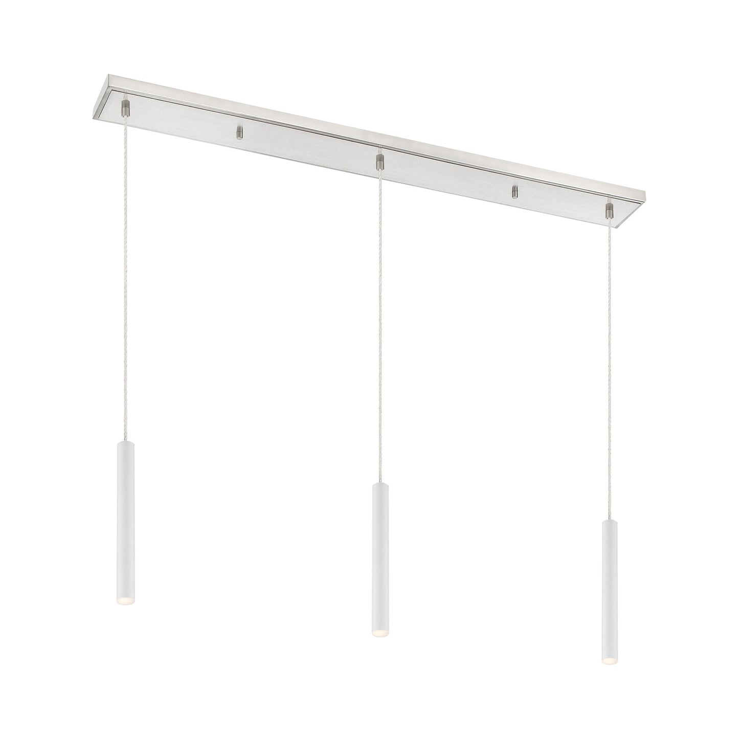 Forest Linear LED Chandelier in Brushed Nickel/Matte White (3-Light/12-Inch).