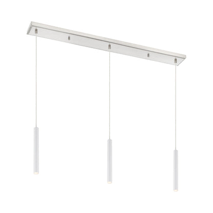 Forest Linear LED Chandelier in Brushed Nickel/Matte White (3-Light/12-Inch).