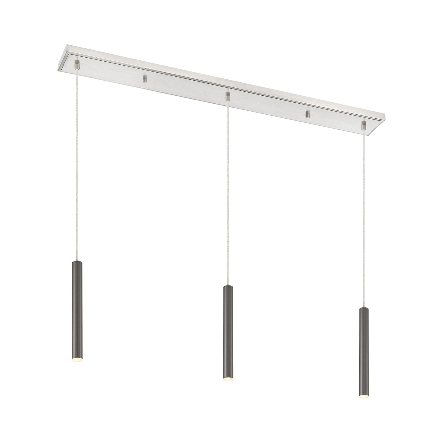 Forest Linear LED Chandelier in Brushed Nickel/Pearl Black (3-Light/12-Inch).