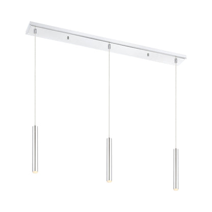 Forest Linear LED Chandelier in Chrome (3-Light/12-Inch).
