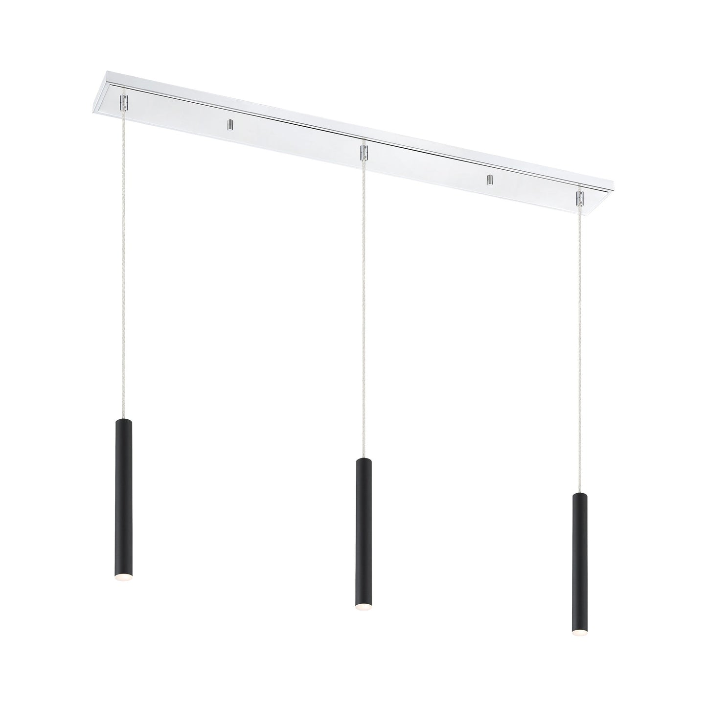 Forest Linear LED Chandelier in Chrome/Matte Black (3-Light/12-Inch).