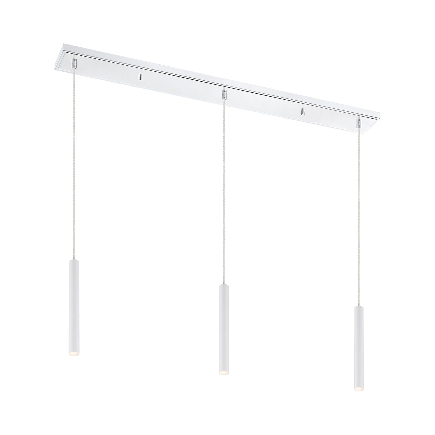 Forest Linear LED Chandelier in Chrome/Matte White (3-Light/12-Inch).