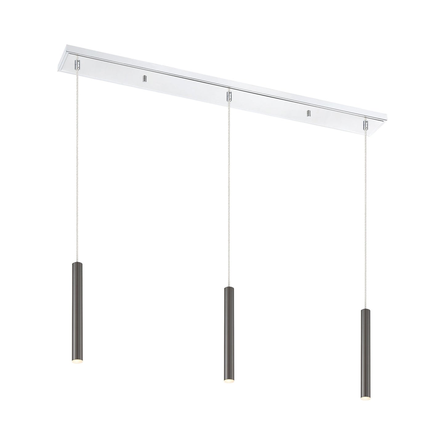 Forest Linear LED Chandelier in Chrome/Pearl Black (3-Light/12-Inch).