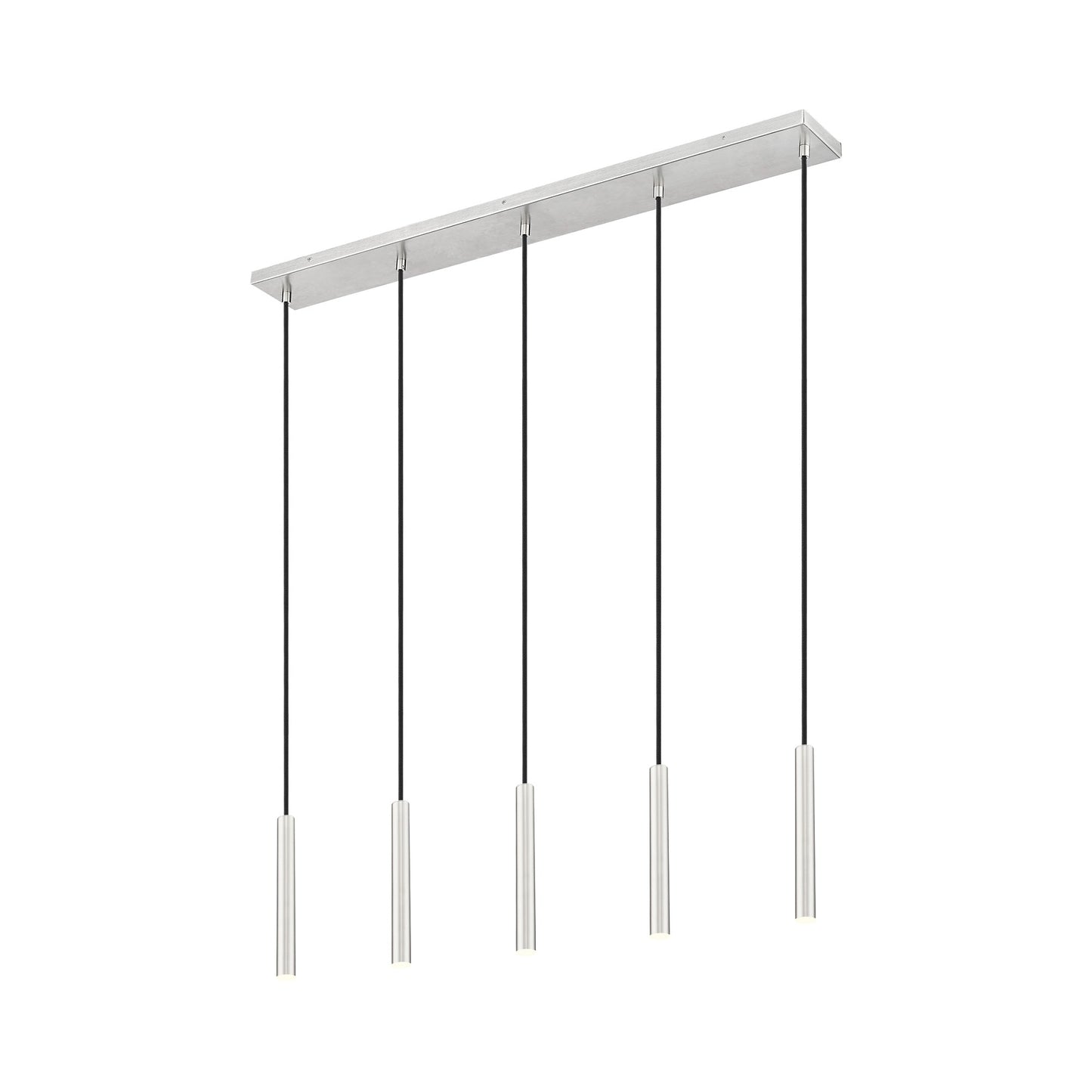 Forest Linear LED Chandelier in Brushed Nickel (5-Light/12-Inch).