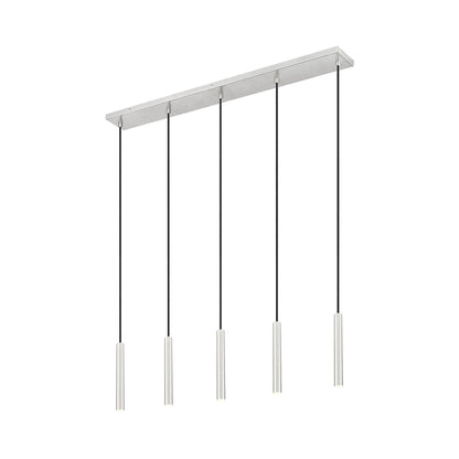 Forest Linear LED Chandelier in Brushed Nickel (5-Light/12-Inch).