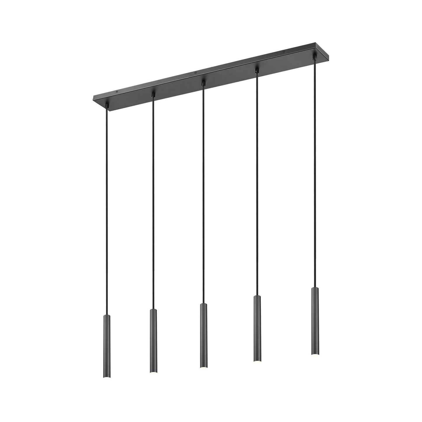 Forest Linear LED Chandelier in Matte Black (5-Light/12-Inch).