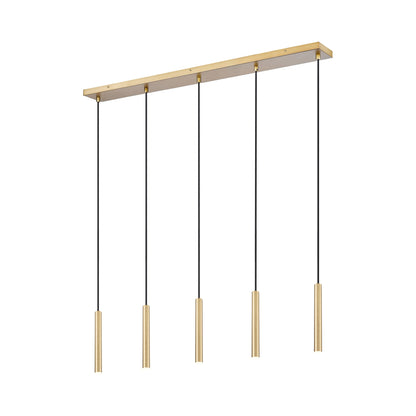 Forest Linear LED Chandelier in Modern Gold (5-Light/12-Inch).