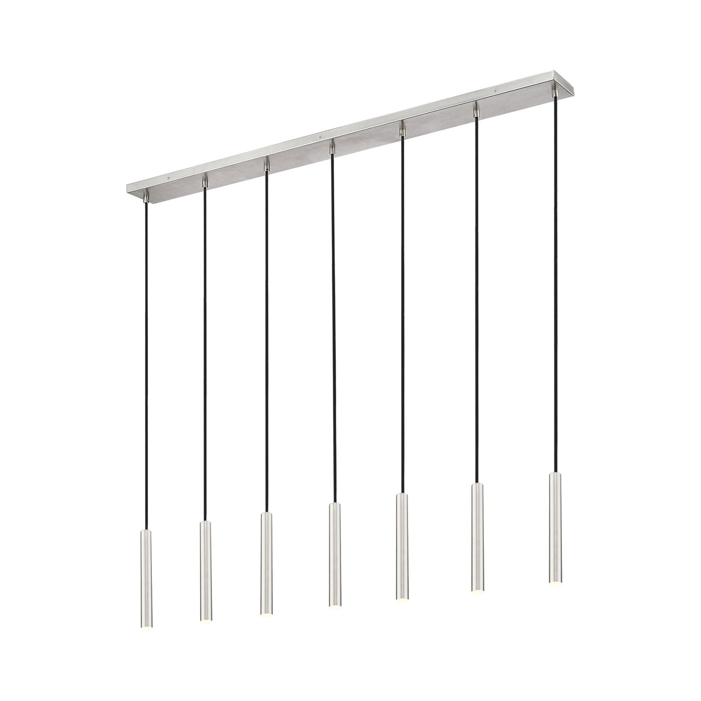 Forest Linear LED Chandelier in Brushed Nickel (7-Light/12-Inch).