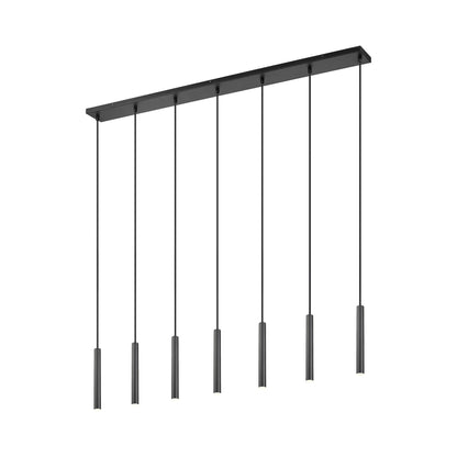 Forest Linear LED Chandelier in Matte Black (7-Light/12-Inch).