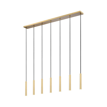Forest Linear LED Chandelier in Modern Gold (7-Light/12-Inch).