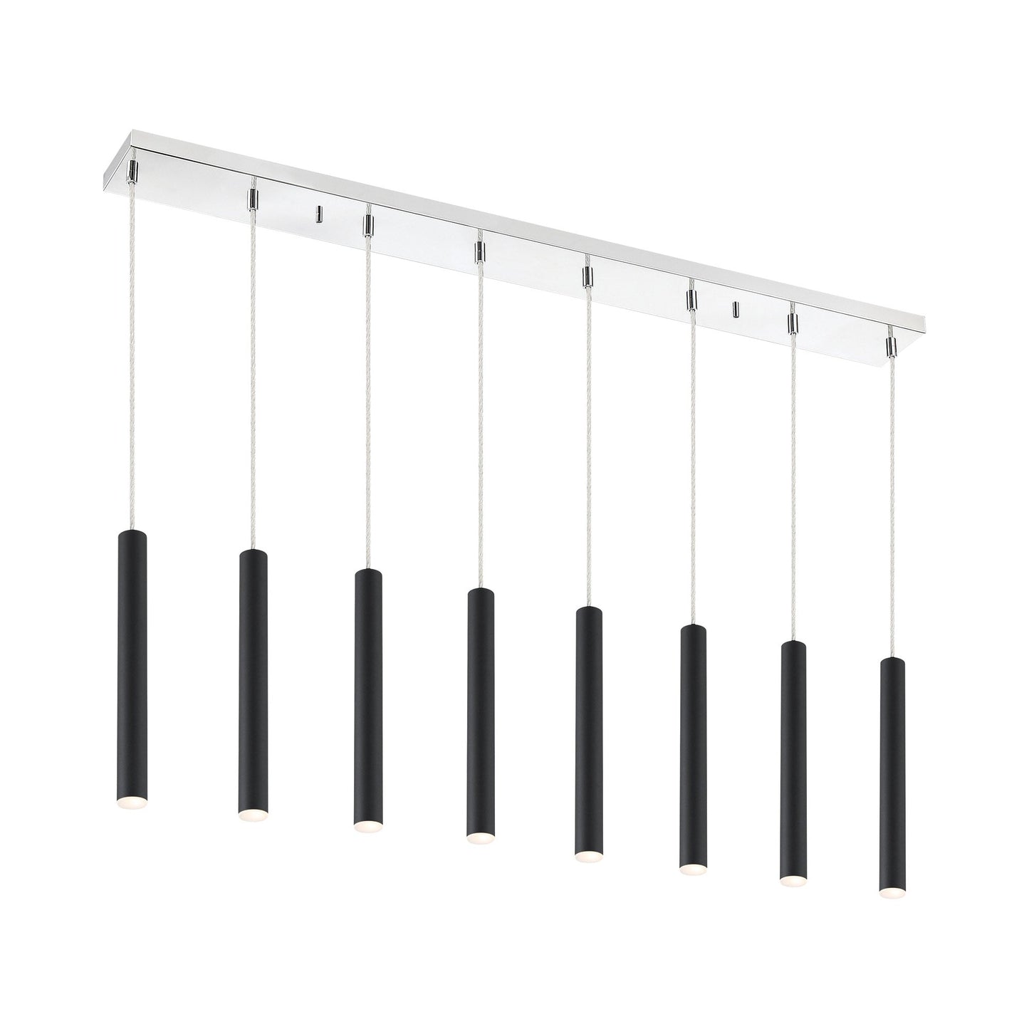 Forest Linear LED Chandelier in Chrome/Matte Black (8-Light/12-Inch).