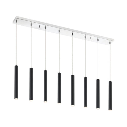Forest Linear LED Chandelier in Chrome/Matte Black (8-Light/12-Inch).