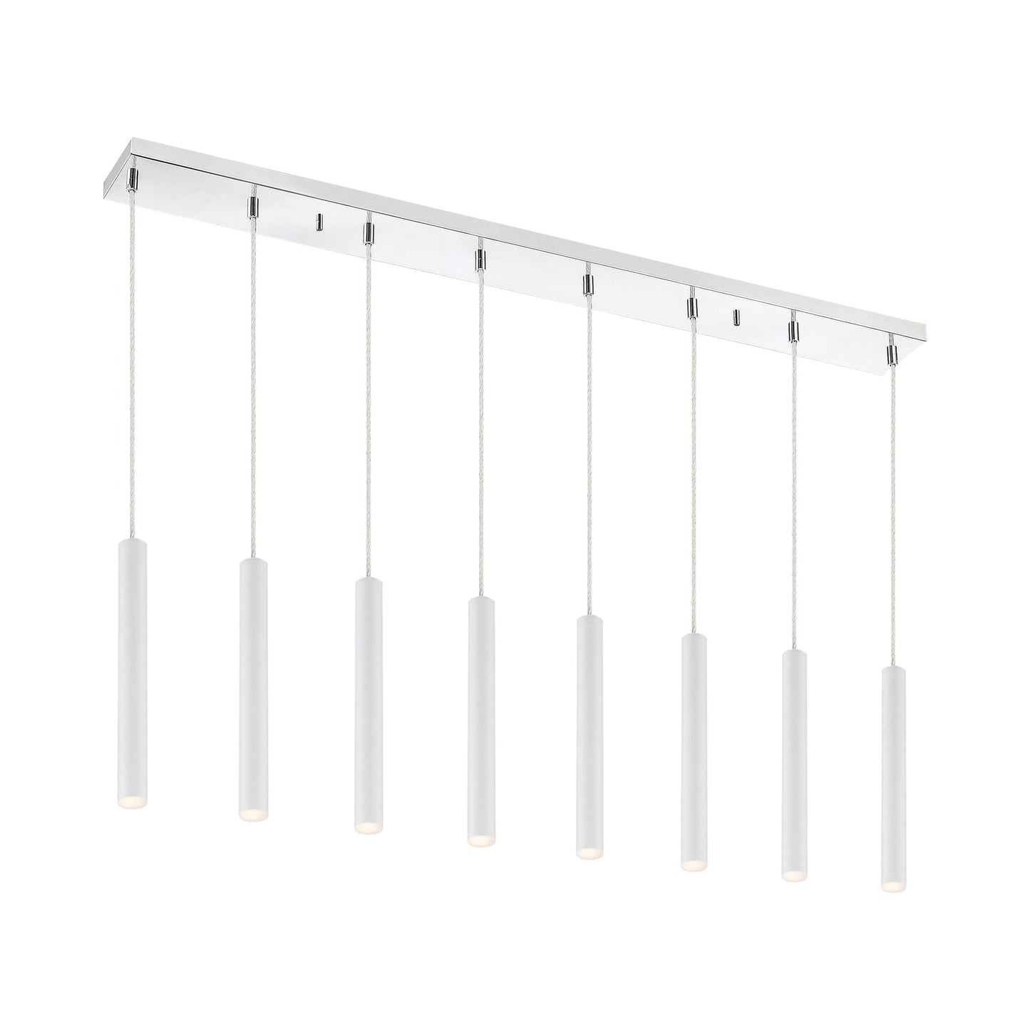 Forest Linear LED Chandelier in Chrome/Matte White (8-Light/12-Inch).