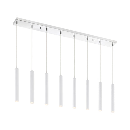 Forest Linear LED Chandelier in Chrome/Matte White (8-Light/12-Inch).