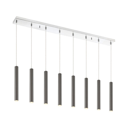 Forest Linear LED Chandelier in Chrome/Pearl Black (8-Light/12-Inch).