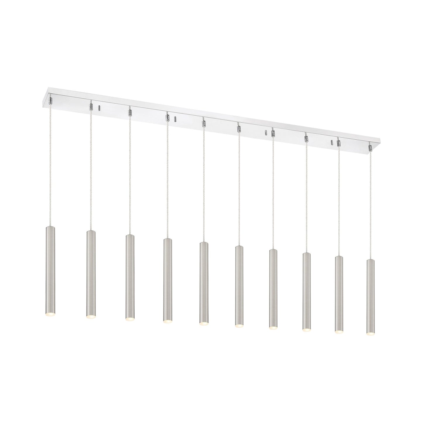 Forest Linear LED Chandelier in Chrome/Brushed Nickel (10-Light/12-Inch).