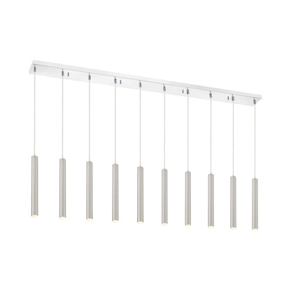 Forest Linear LED Chandelier in Chrome/Brushed Nickel (10-Light/12-Inch).