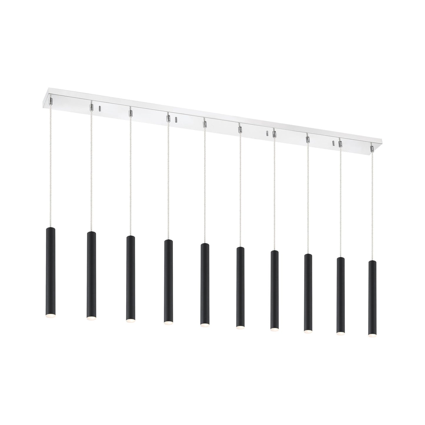 Forest Linear LED Chandelier in Chrome/Matte Black (10-Light/12-Inch).