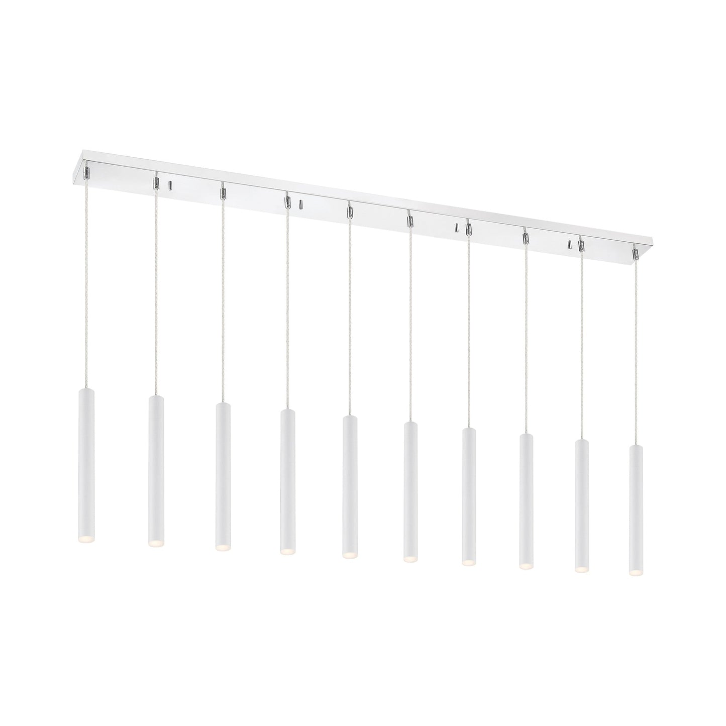 Forest Linear LED Chandelier in Chrome/Matte White (10-Light/12-Inch).