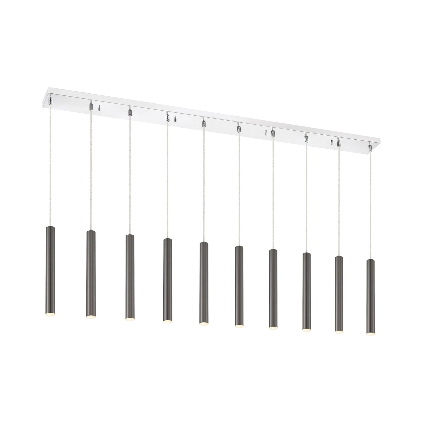 Forest Linear LED Chandelier in Chrome/Pearl Black (10-Light/12-Inch).