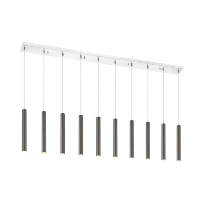 Forest Linear LED Chandelier in Chrome/Pearl Black (10-Light/12-Inch).