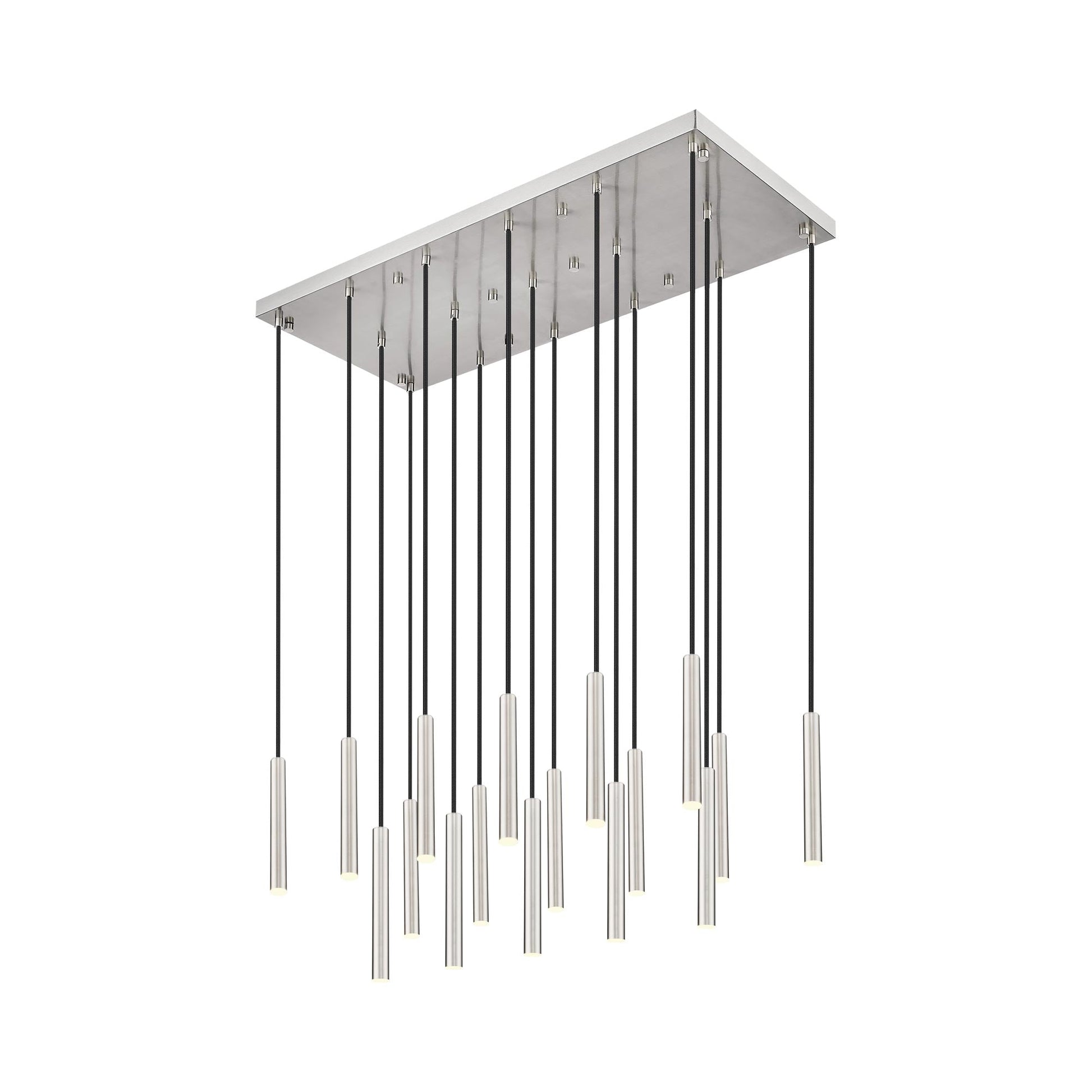 Forest Linear LED Chandelier in Brushed Nickel (17-Light/12-Inch).