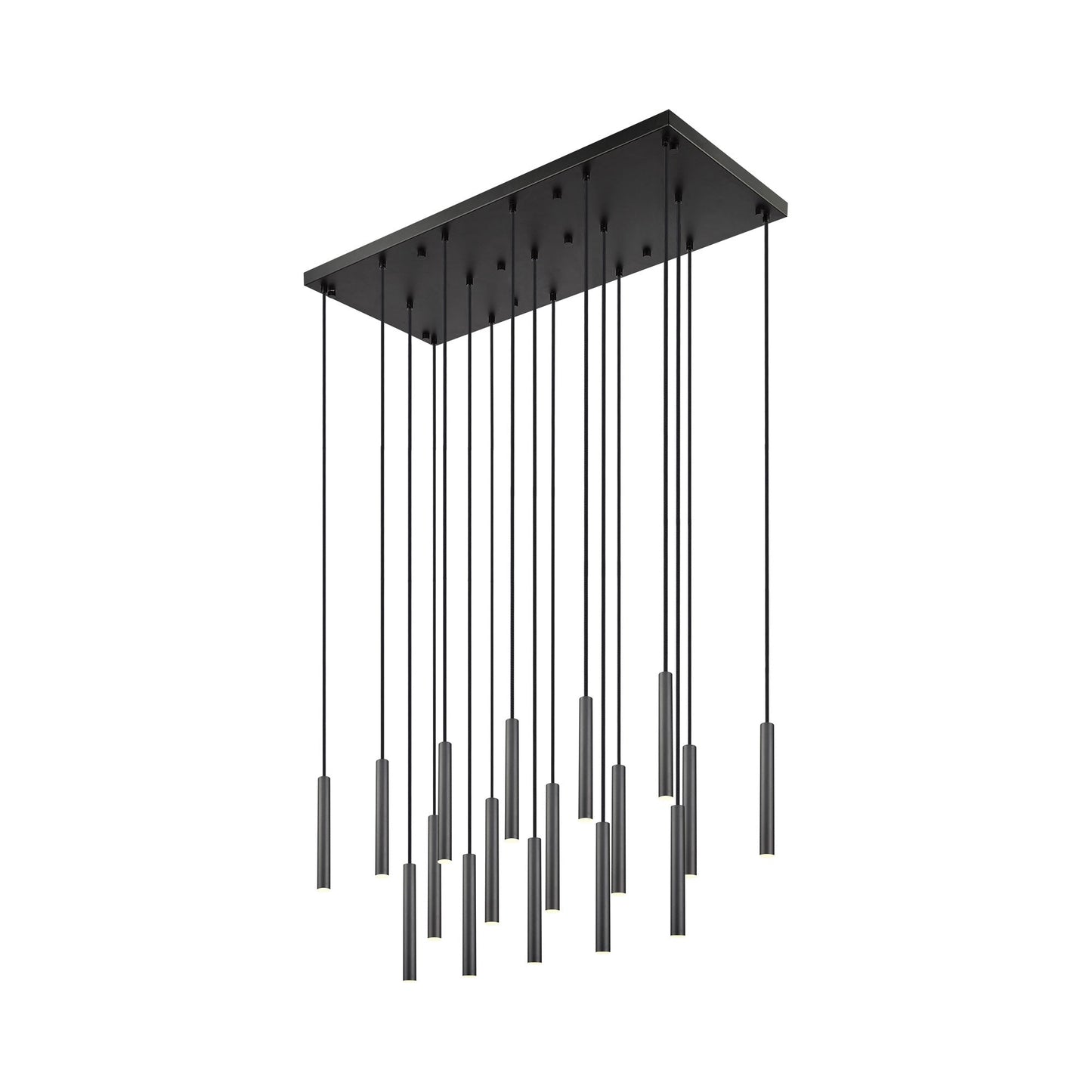 Forest Linear LED Chandelier in Matte Black (17-Light/12-Inch).