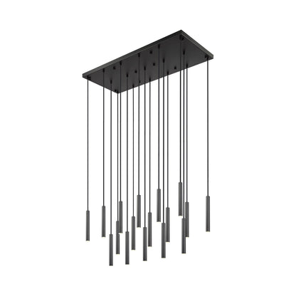 Forest Linear LED Chandelier in Matte Black (17-Light/12-Inch).