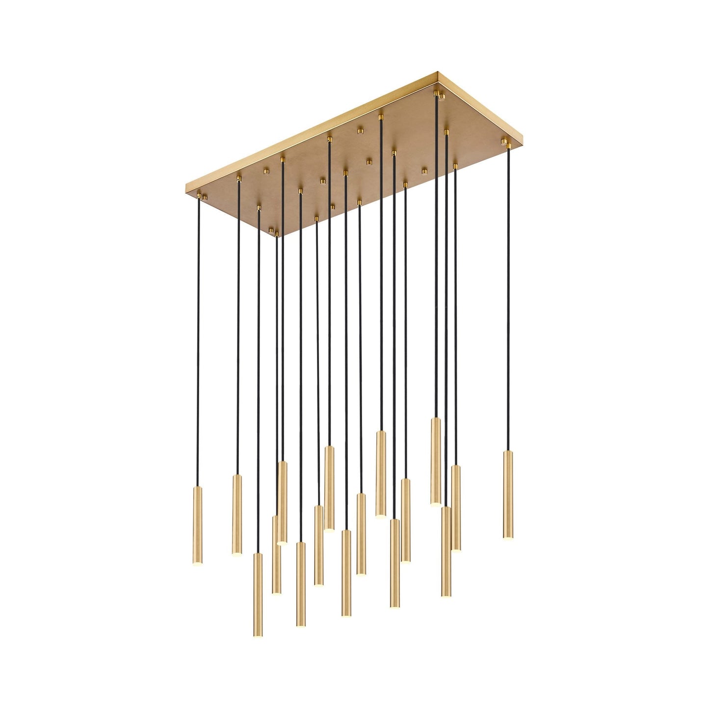 Forest Linear LED Chandelier in Modern Gold (17-Light/12-Inch).