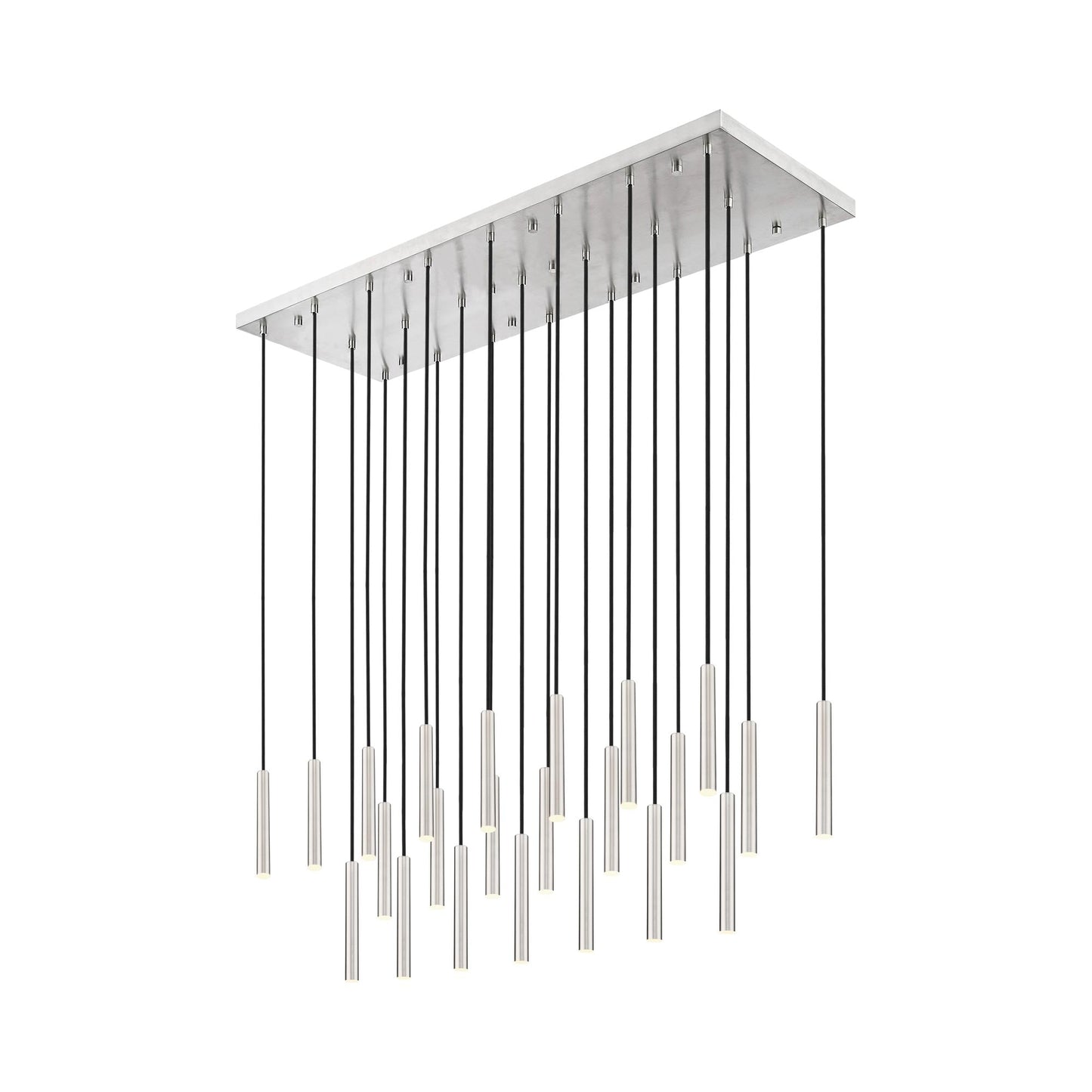 Forest Linear LED Chandelier in Brushed Nickel (23-Light/12-Inch).