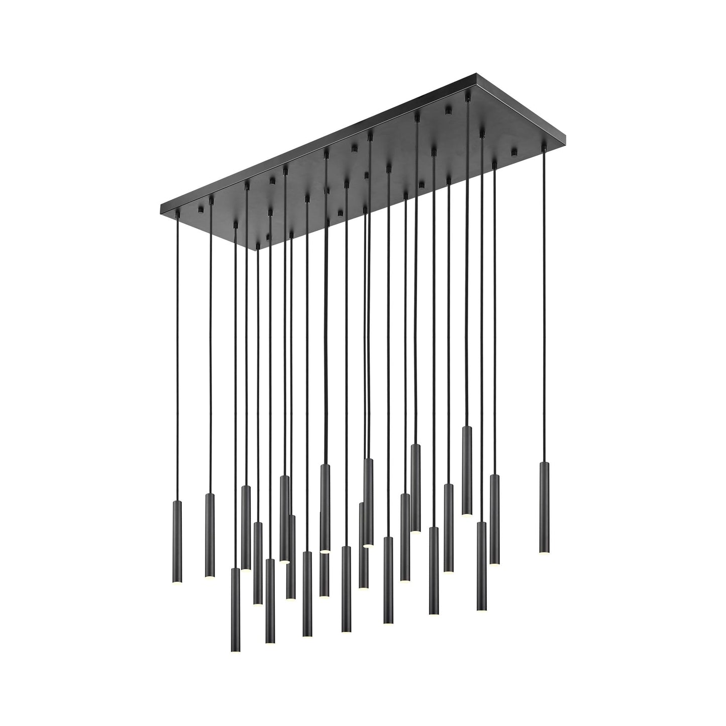 Forest Linear LED Chandelier in Matte Black (23-Light/12-Inch).