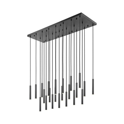 Forest Linear LED Chandelier in Matte Black (23-Light/12-Inch).