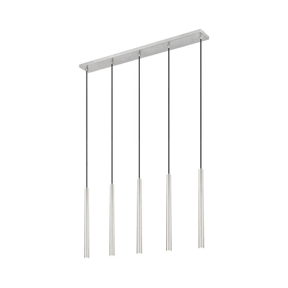 Forest Linear LED Chandelier in Brushed Nickel (5-Light/23.9-Inch).