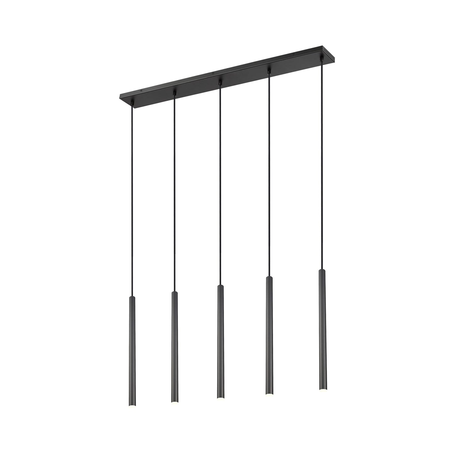 Forest Linear LED Chandelier in Matte Black (5-Light/23.9-Inch).
