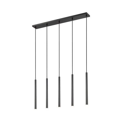 Forest Linear LED Chandelier in Matte Black (5-Light/23.9-Inch).