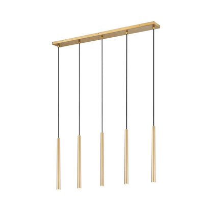 Forest Linear LED Chandelier in Modern Gold (5-Light/23.9-Inch).