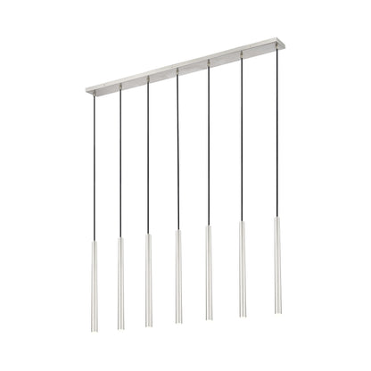 Forest Linear LED Chandelier in Brushed Nickel (7-Light/23.9-Inch).