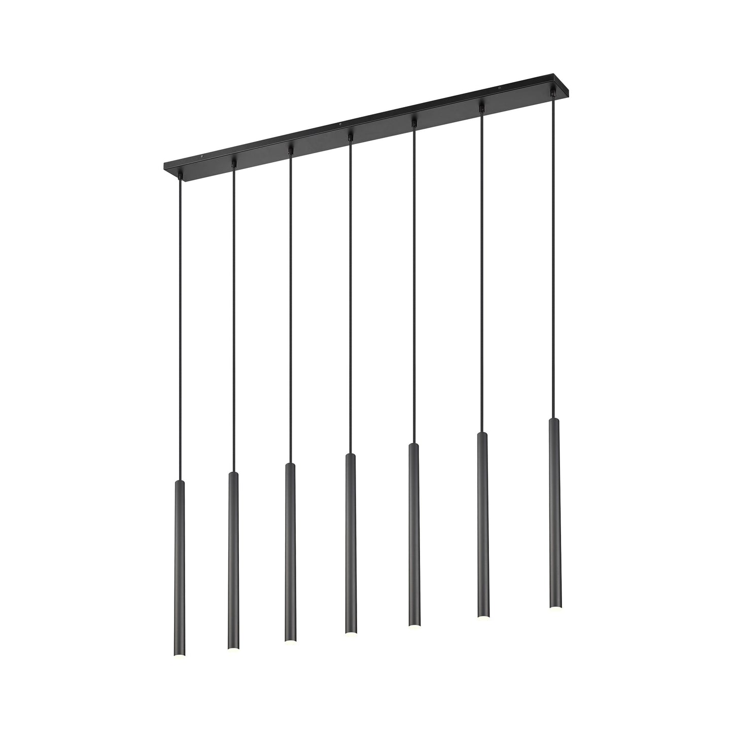 Forest Linear LED Chandelier in Matte Black (7-Light/23.9-Inch).