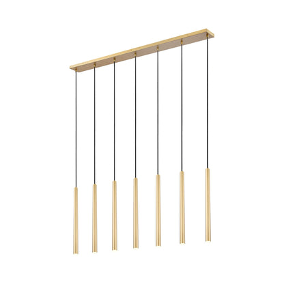 Forest Linear LED Chandelier in Modern Gold (7-Light/23.9-Inch).